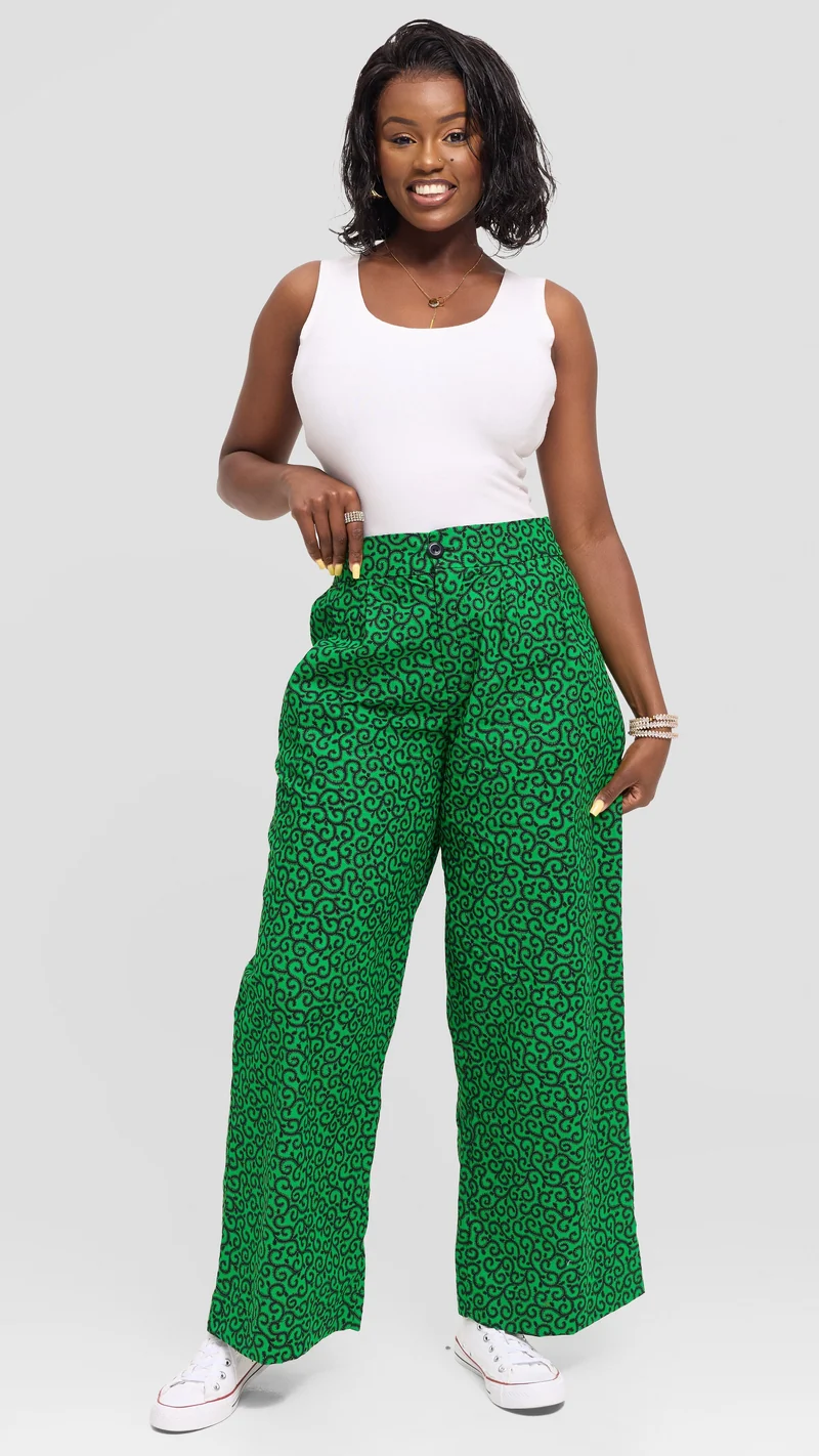 Vivo Pleated Wide Leg Pants in Kitenge - Kupe Print