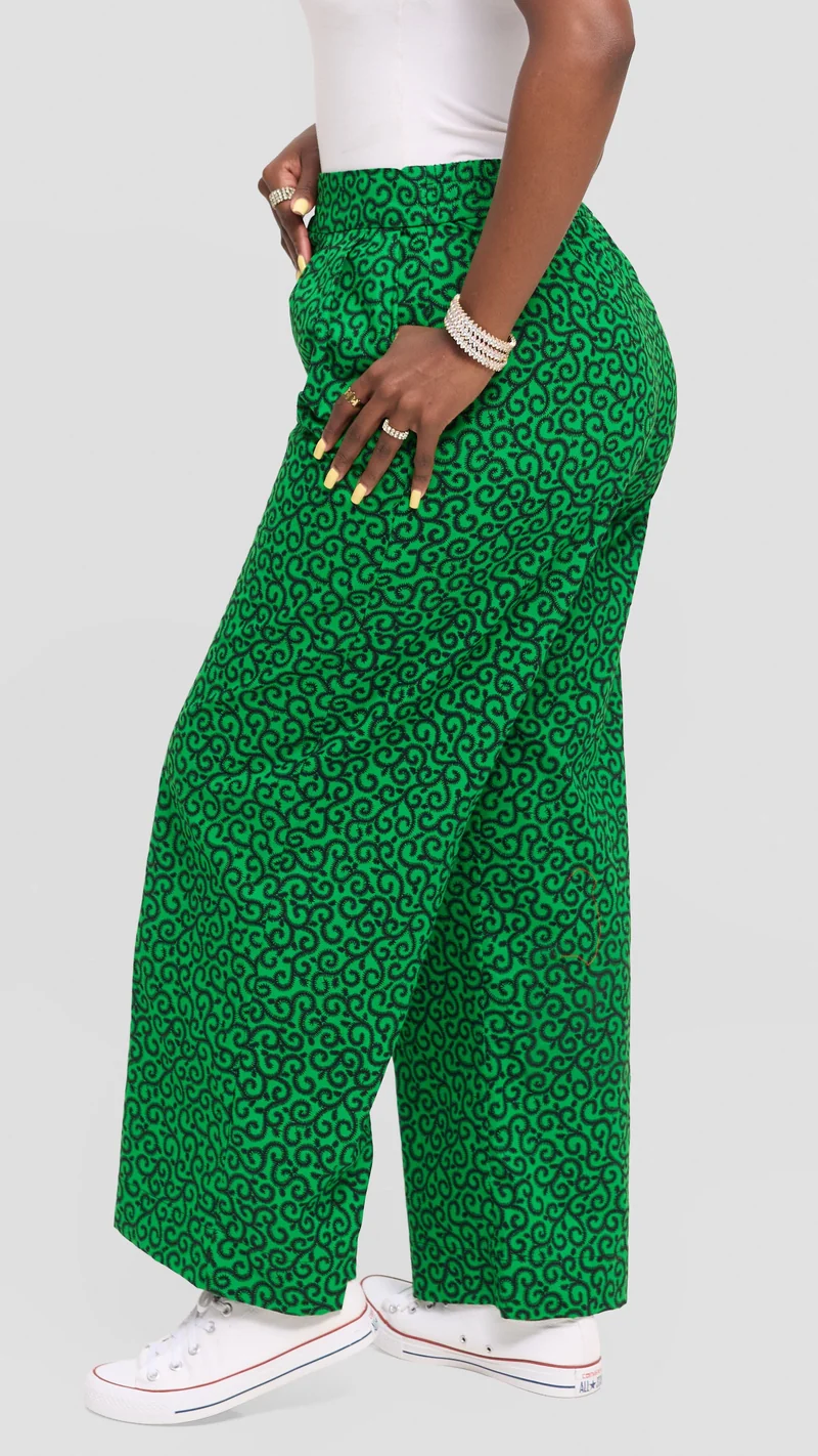 Vivo Pleated Wide Leg Pants in Kitenge - Kupe Print