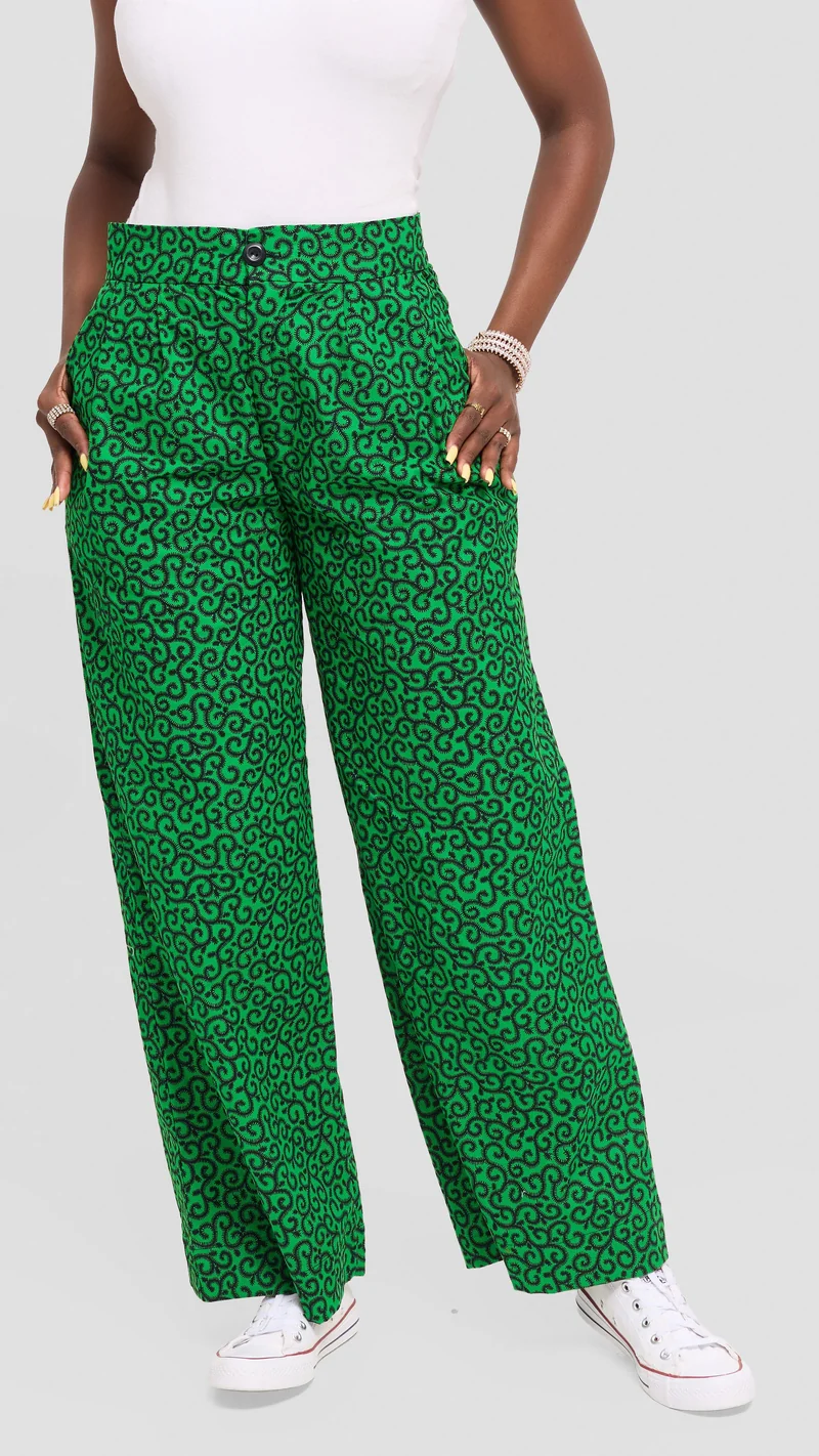 Vivo Pleated Wide Leg Pants in Kitenge - Kupe Print