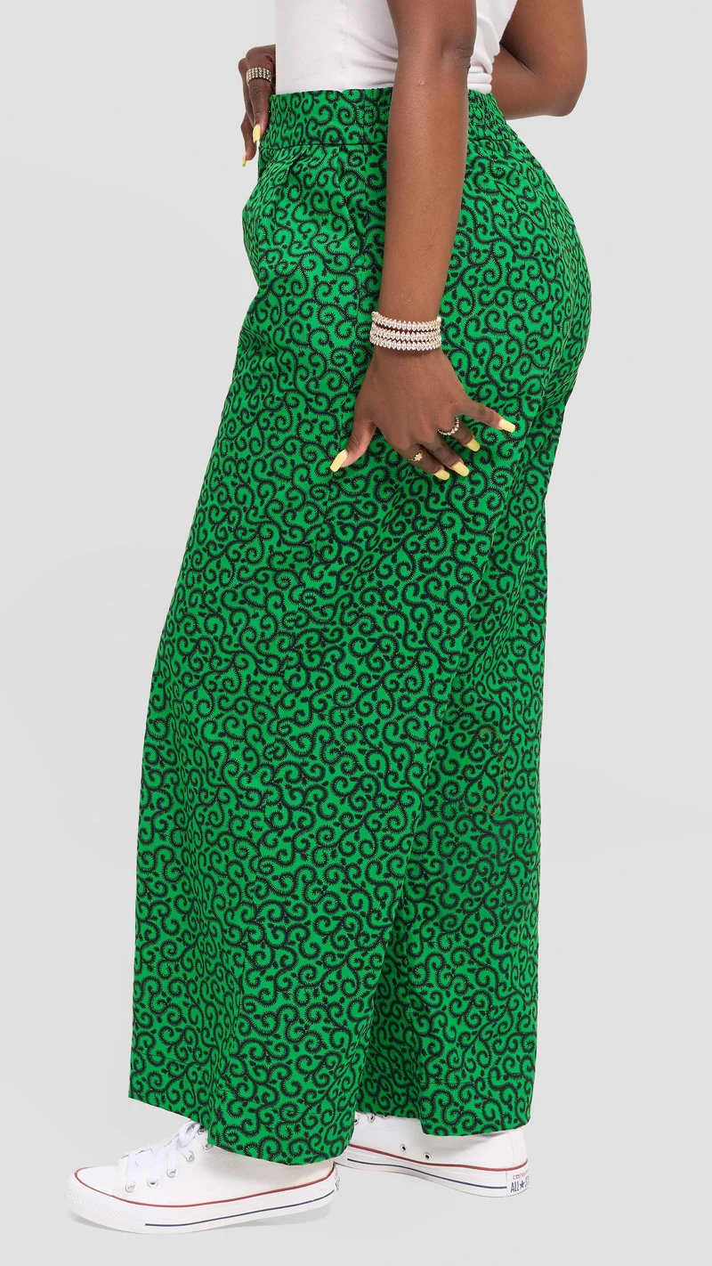 Vivo Pleated Wide Leg Pants in Kitenge - Kupe Print