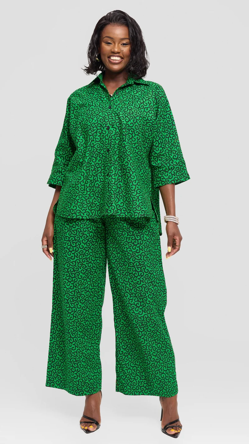 Vivo Pleated Wide Leg Pants in Kitenge - Kupe Print