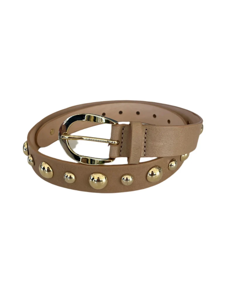 Ceinture en cuir avec clous dorés Tania 1 1/8"