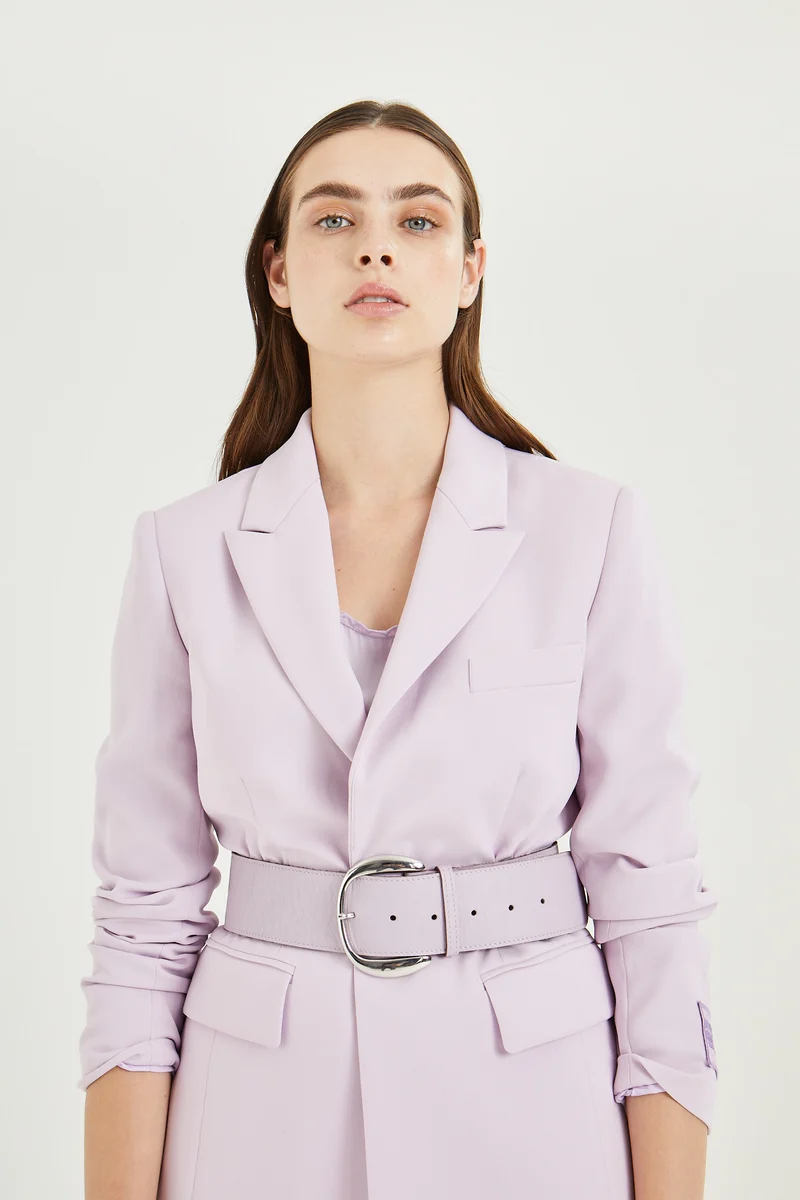 Ceinture large cuir lilas 2 1/4"
