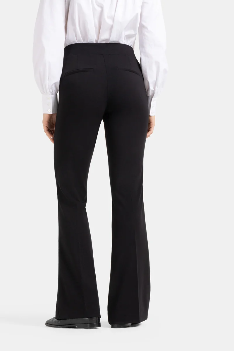 Pantalon extensible avec boutons et jambe évasée - Francis - Noir