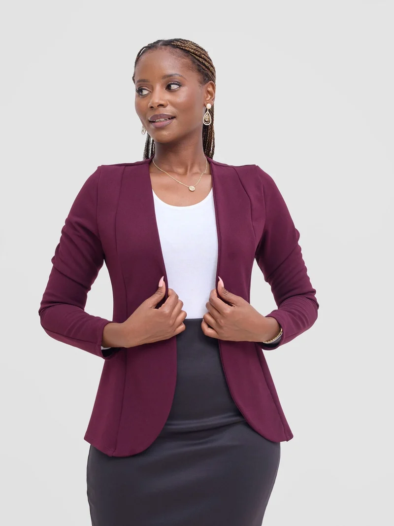 Vivo Basic Dua Jacket in Ponte - Burgundy