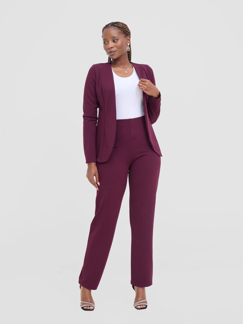 Vivo Basic Dua Jacket in Ponte - Burgundy