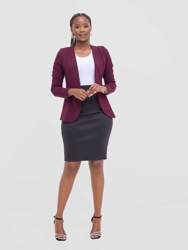 Vivo Basic Dua Jacket in Ponte - Burgundy