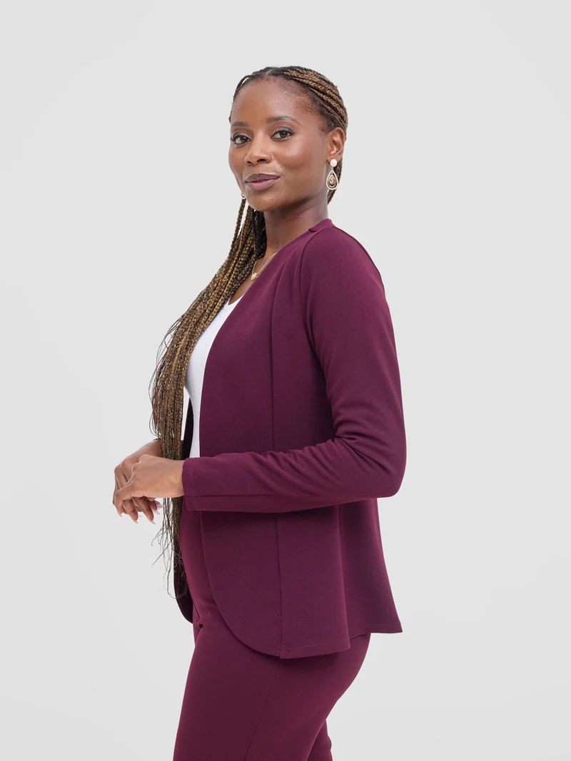 Vivo Basic Dua Jacket in Ponte - Burgundy