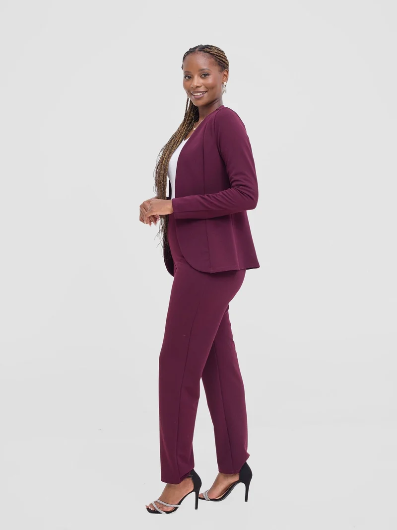 Vivo Basic Dua Jacket in Ponte - Burgundy