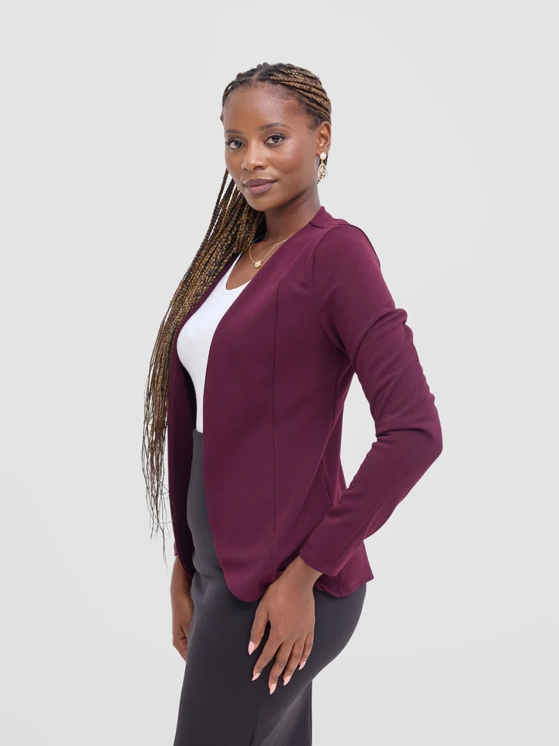 Vivo Basic Dua Jacket in Ponte - Burgundy
