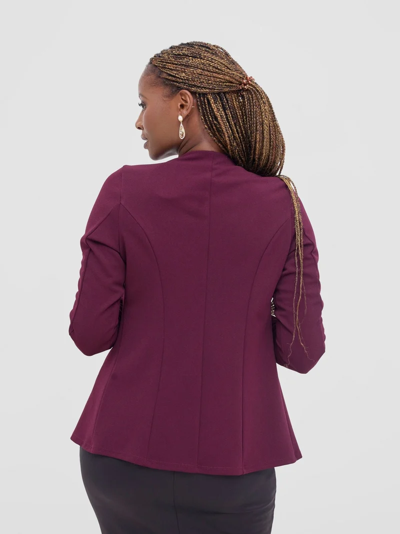 Vivo Basic Dua Jacket in Ponte - Burgundy