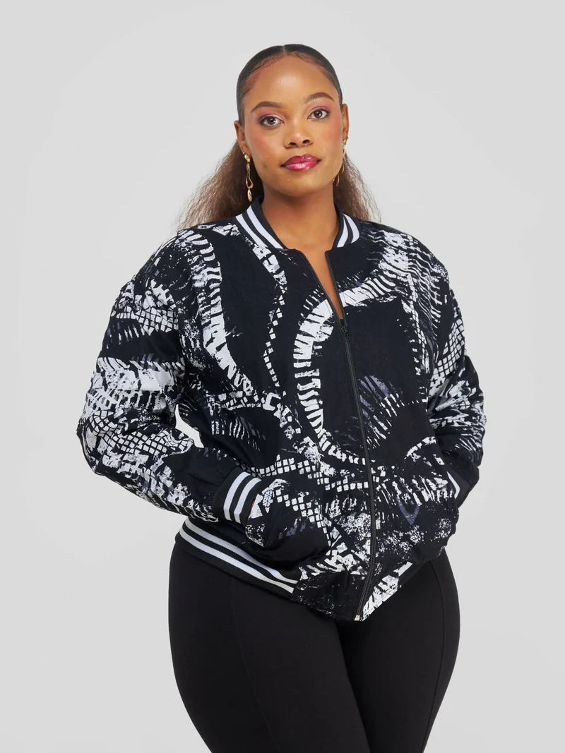 Rafiki Threads Zipye Ankara Jacket - Black / White