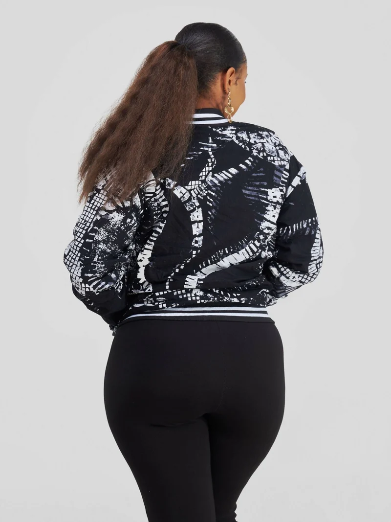Rafiki Threads Zipye Ankara Jacket - Black / White