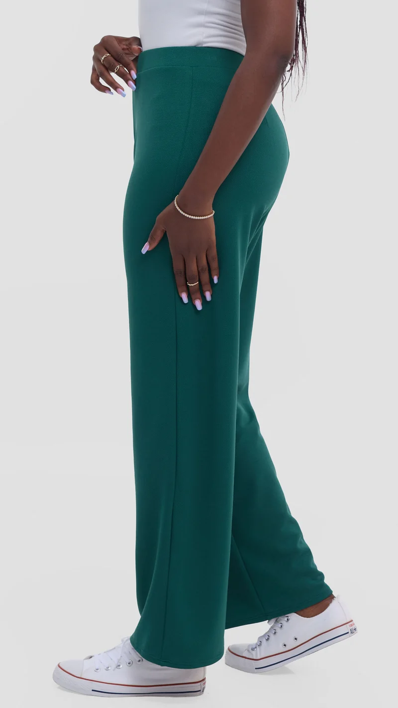 Vivo Selah Palazzo Pants in Stretch Rib Stretch Rib - Dark Green
