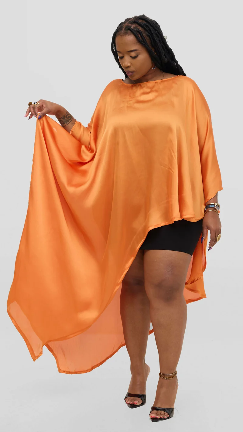 Vazi Afriq Side Cut Kaftan Top - Orange