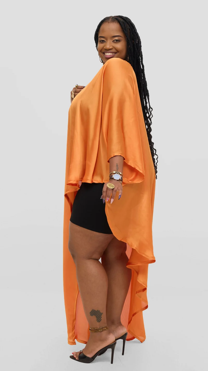 Vazi Afriq Side Cut Kaftan Top - Orange
