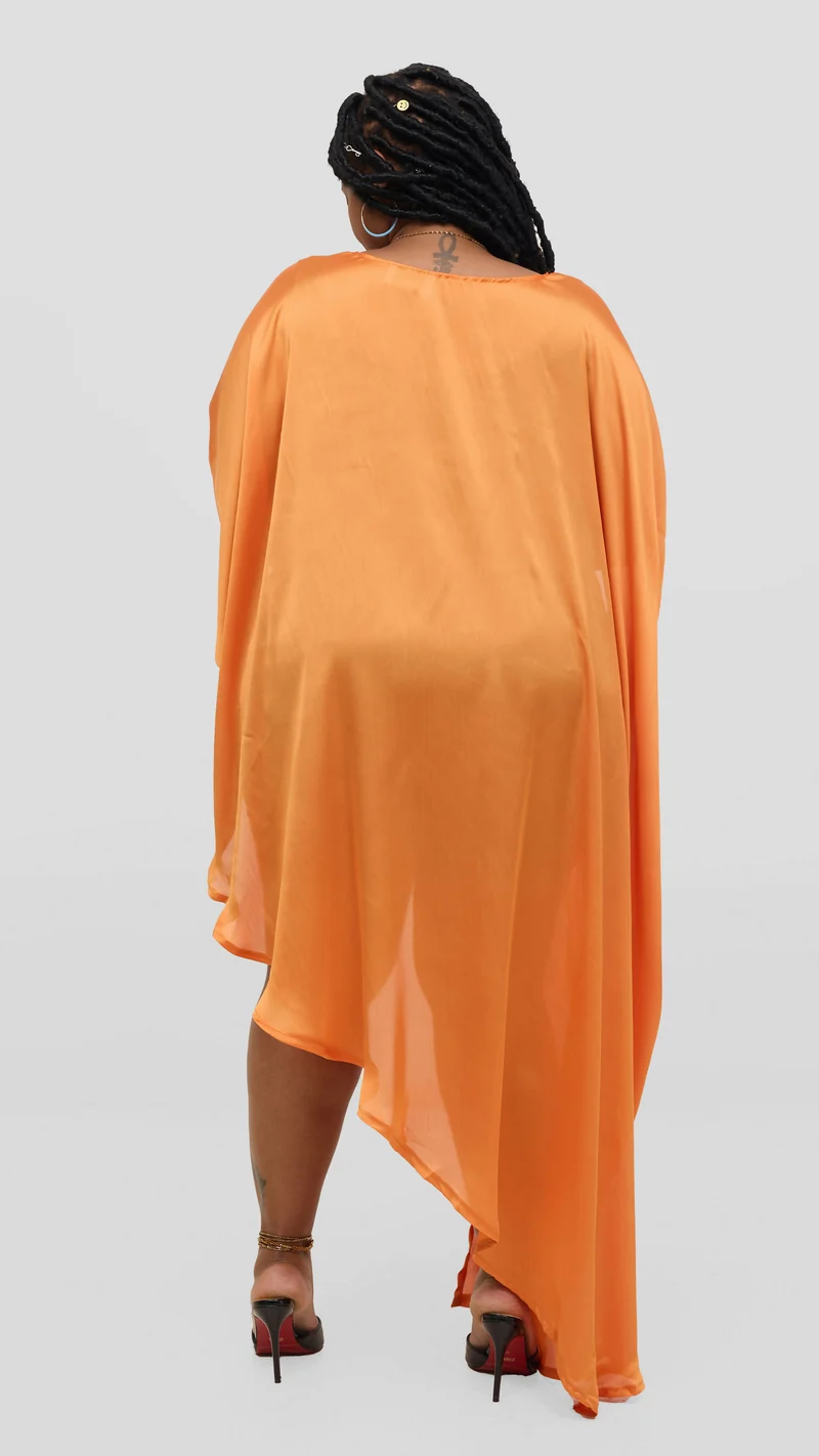 Vazi Afriq Side Cut Kaftan Top - Orange