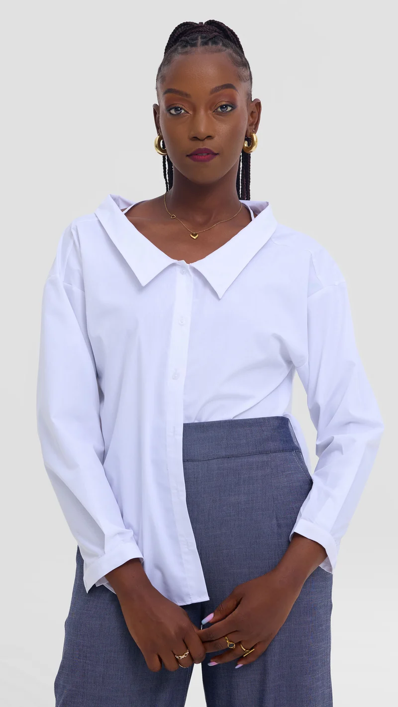 Vivo Drop Shoulder Top in Cotton - White