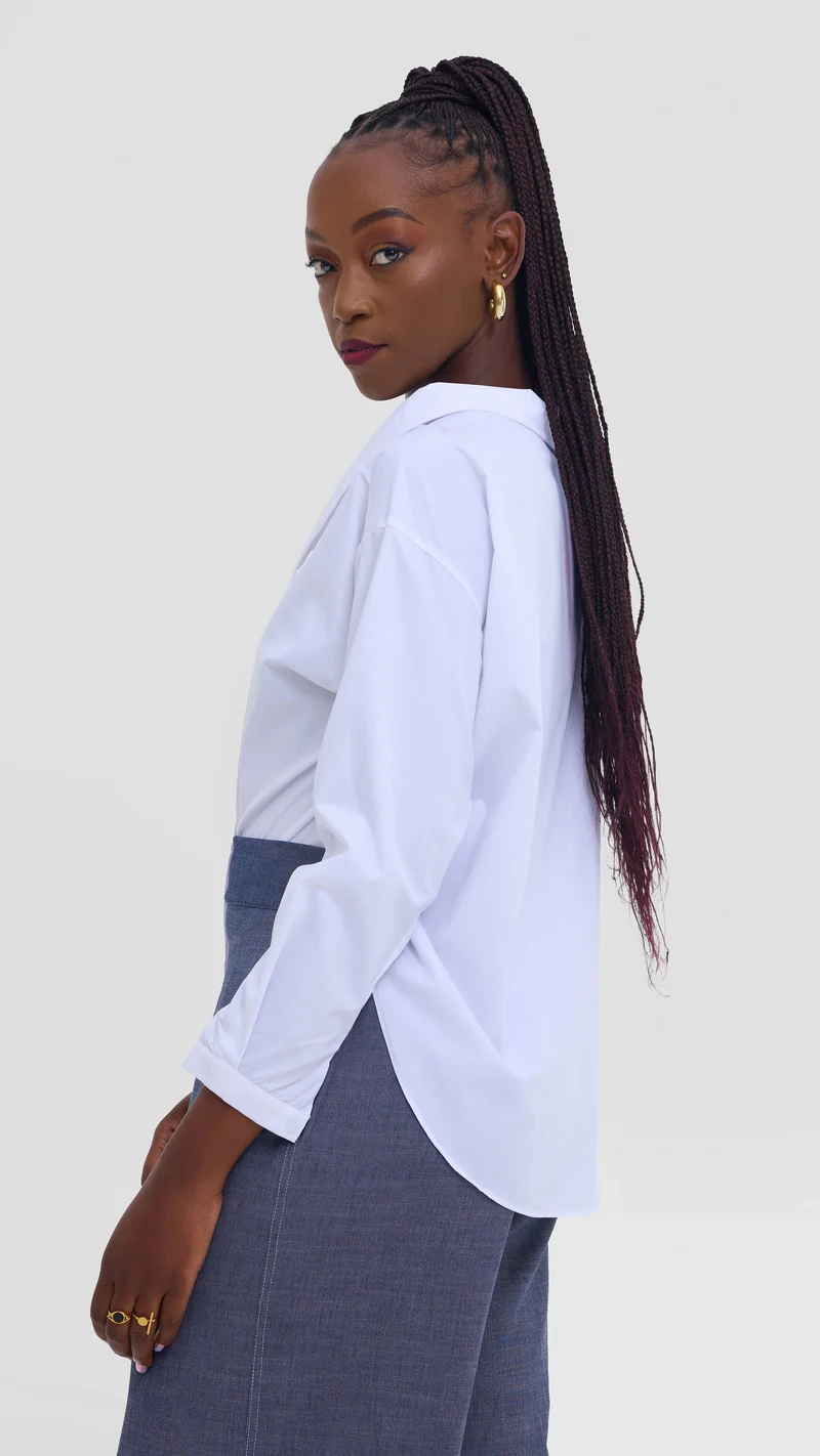Vivo Drop Shoulder Top in Cotton - White