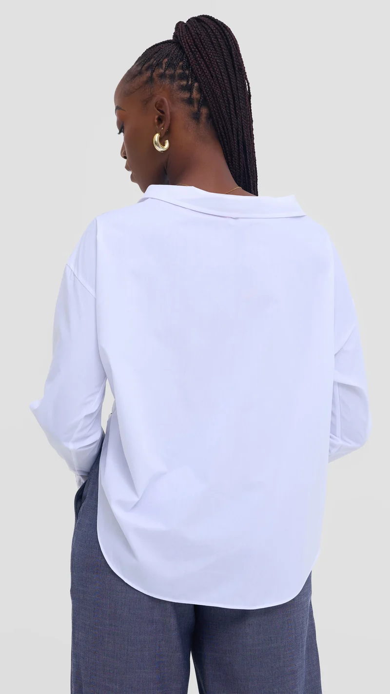 Vivo Drop Shoulder Top in Cotton - White