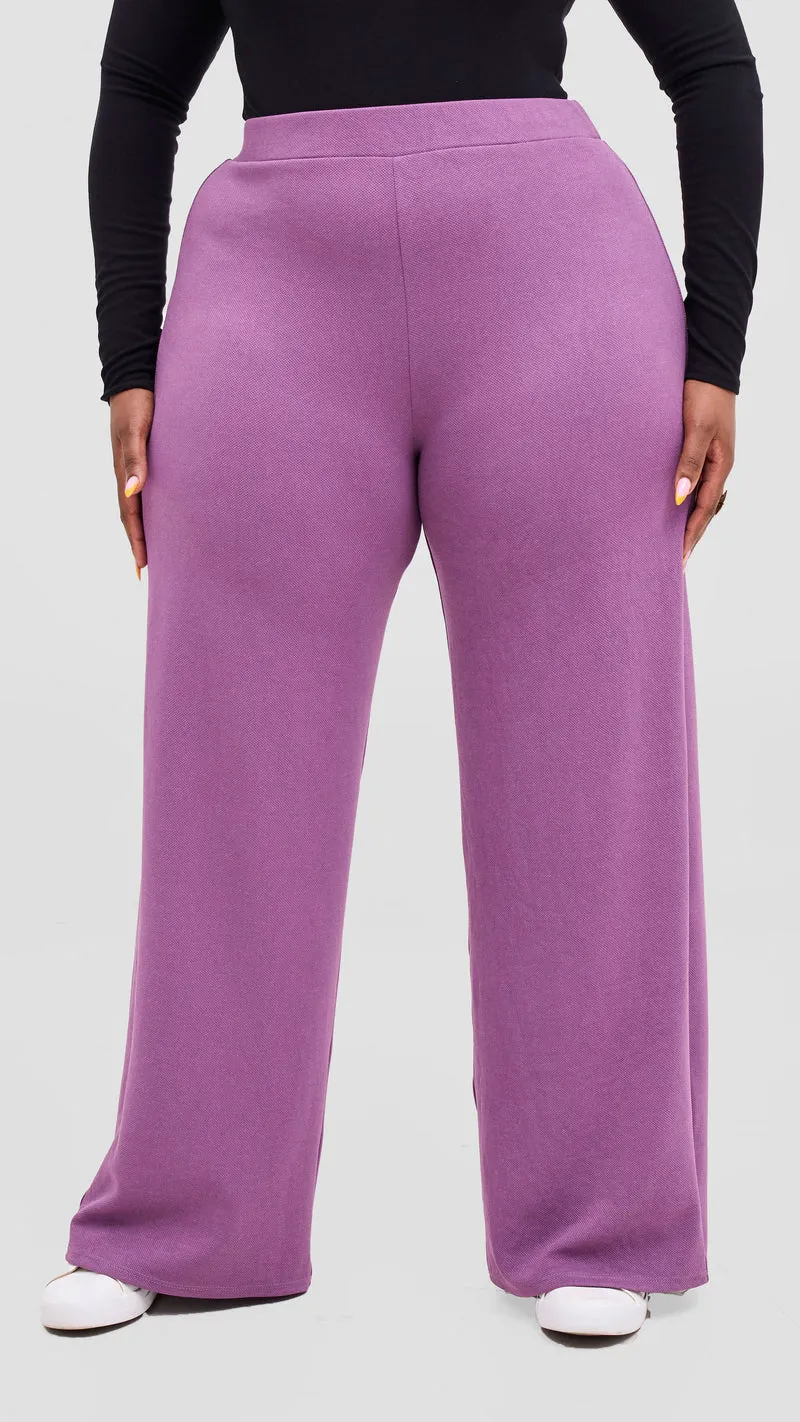Vivo Selah Palazzo Pants in Stretch Rib Stretch Rib - Lilac