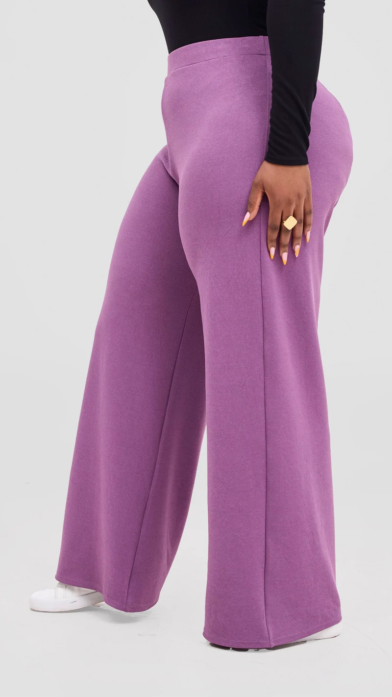 Vivo Selah Palazzo Pants in Stretch Rib Stretch Rib - Lilac