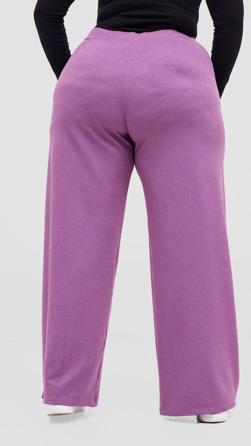 Vivo Selah Palazzo Pants in Stretch Rib Stretch Rib - Lilac