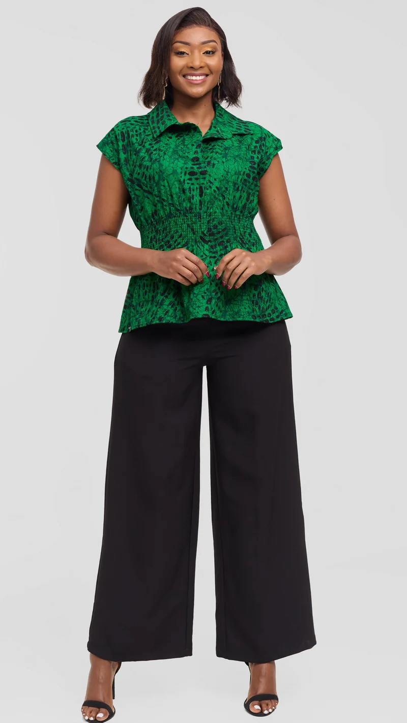 Vivo Peplum Top in Kitenge - Wimbo Print