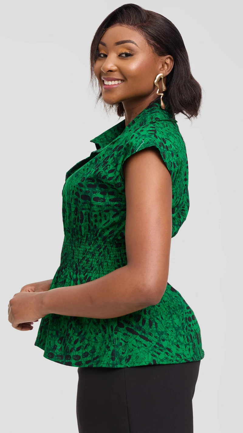 Vivo Peplum Top in Kitenge - Wimbo Print