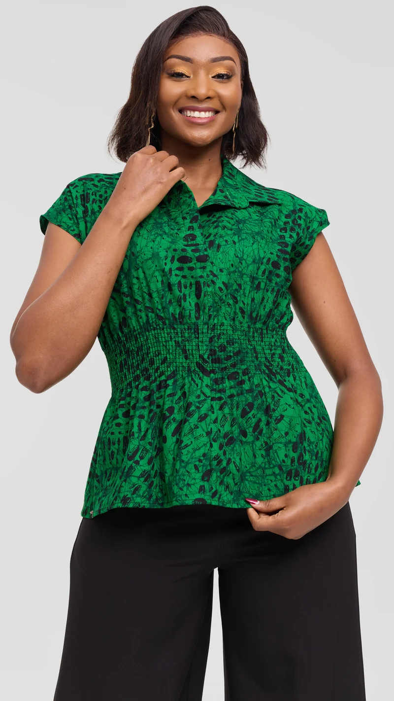 Vivo Peplum Top in Kitenge - Wimbo Print