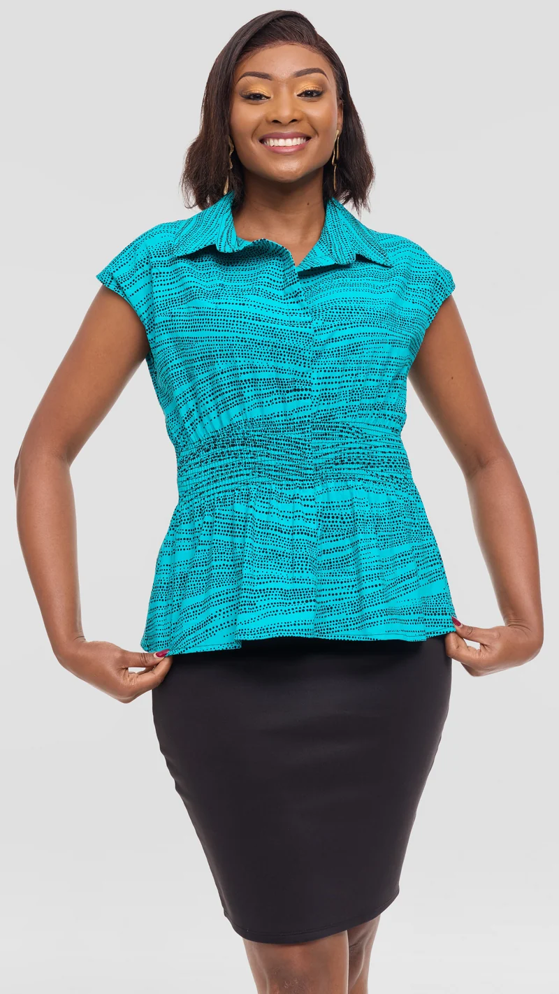 Vivo Peplum Top in Kitenge - Jicho Print