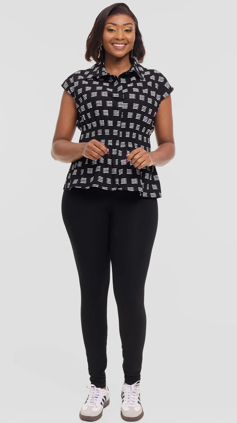 Vivo Peplum Top in Kitenge - Nyika Print