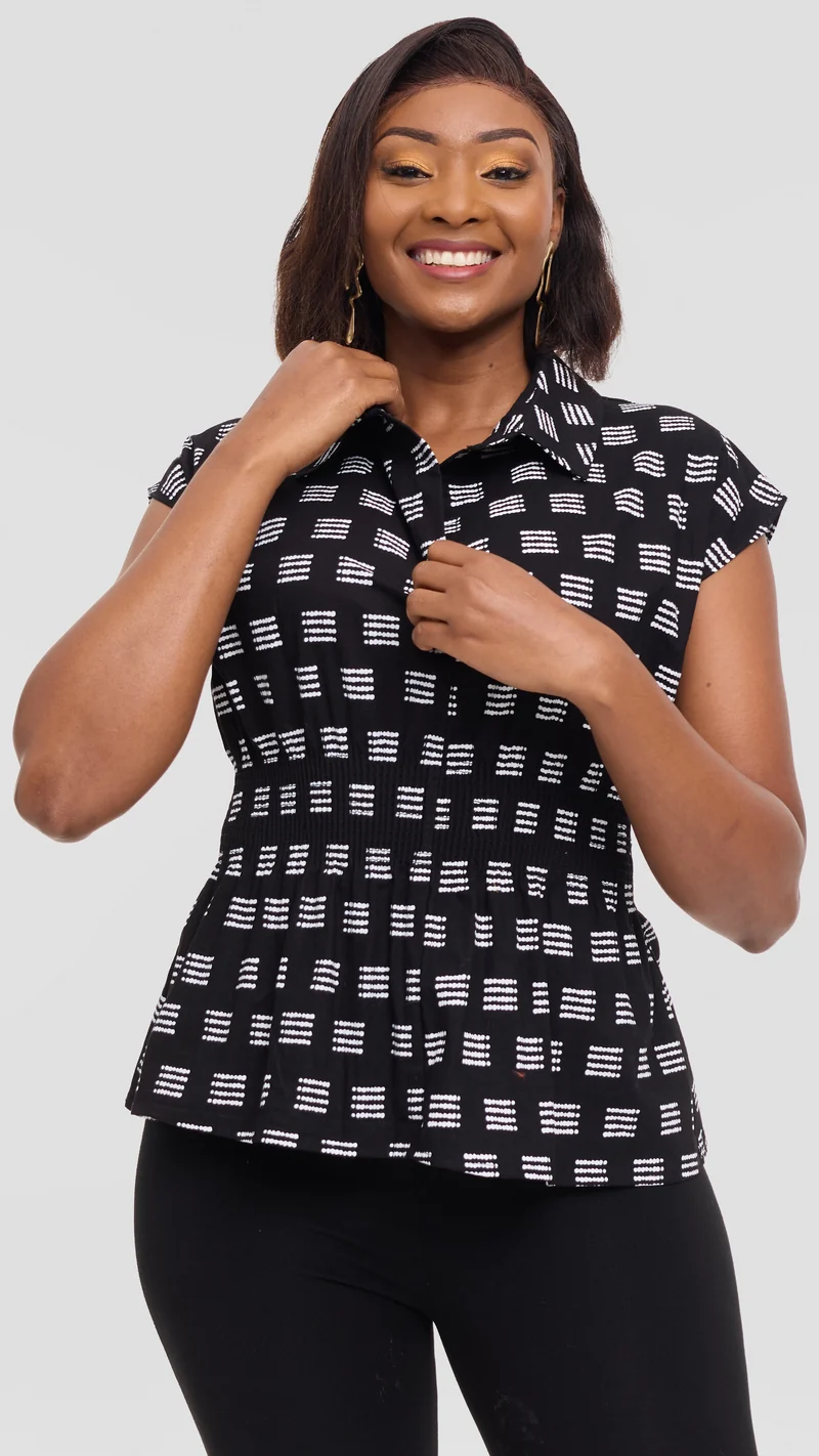 Vivo Peplum Top in Kitenge - Nyika Print