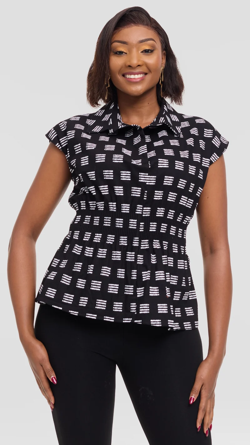 Vivo Peplum Top in Kitenge - Nyika Print