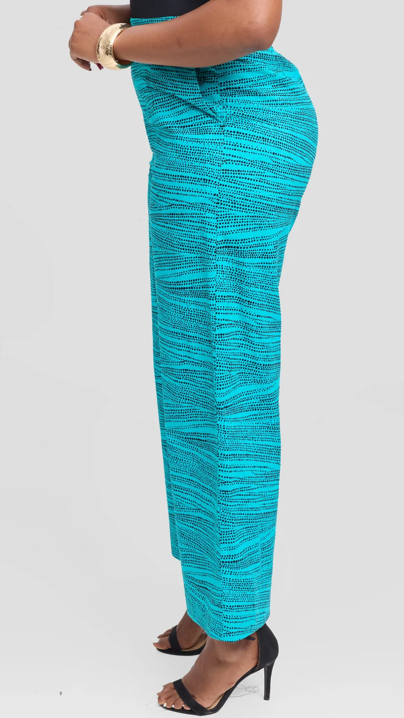 Vivo Elastic Waist Wide Leg Pants in Kitenge - Jicho Print