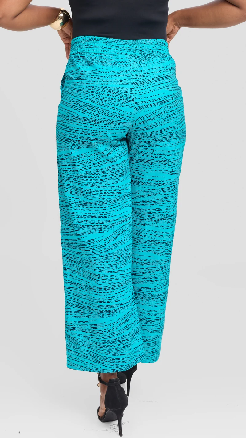 Vivo Elastic Waist Wide Leg Pants in Kitenge - Jicho Print