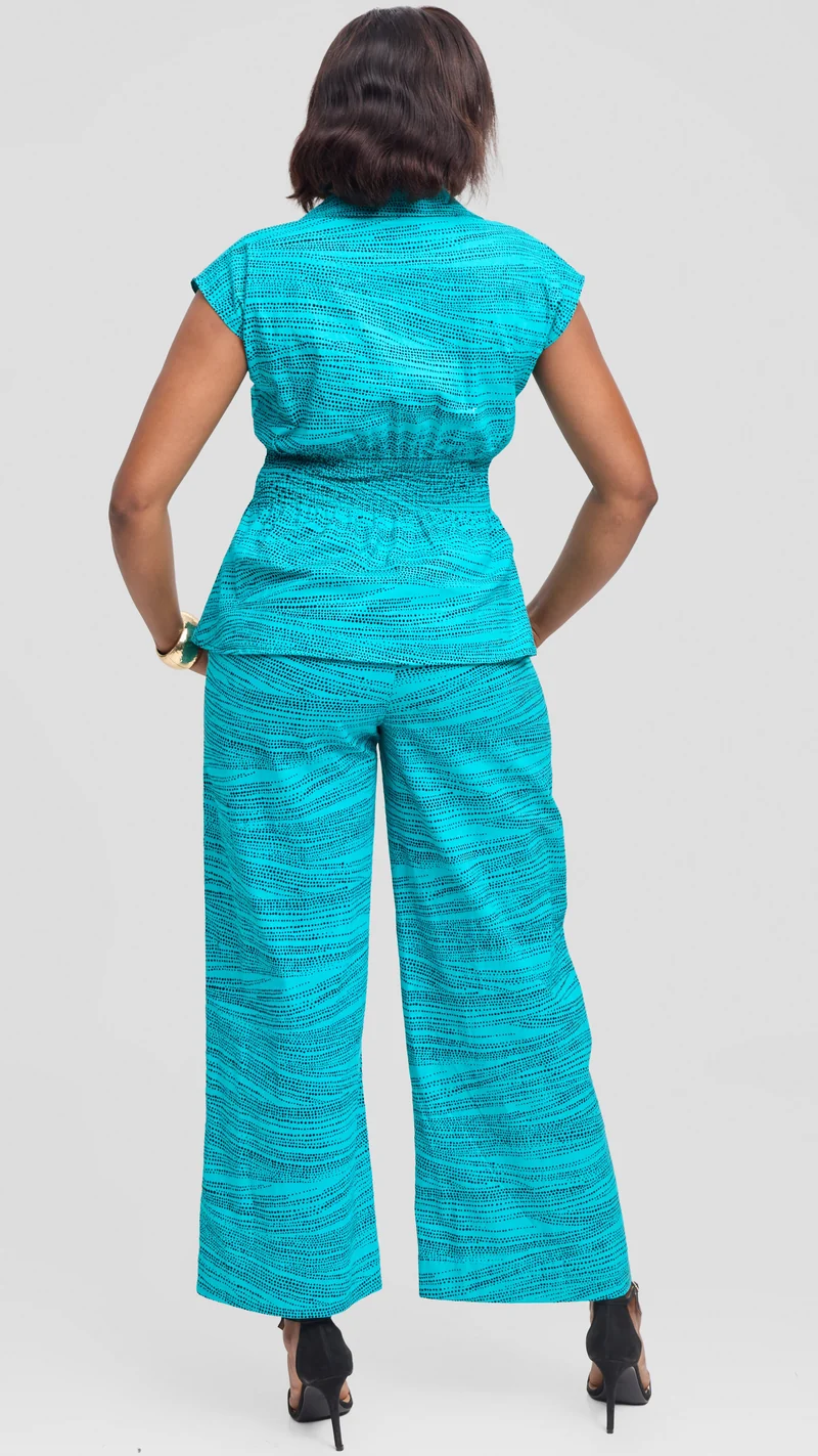 Vivo Elastic Waist Wide Leg Pants in Kitenge - Jicho Print