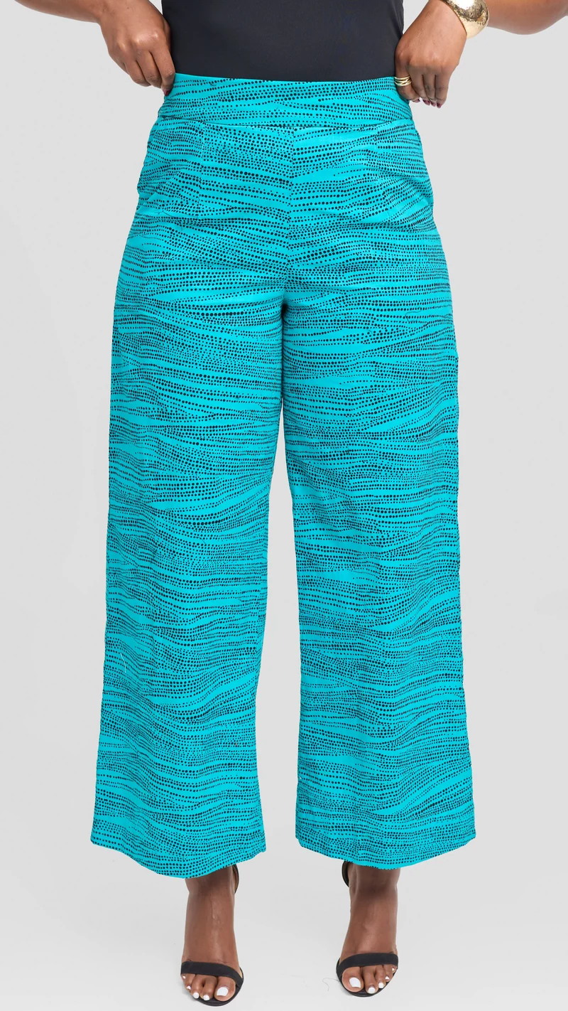 Vivo Elastic Waist Wide Leg Pants in Kitenge - Jicho Print