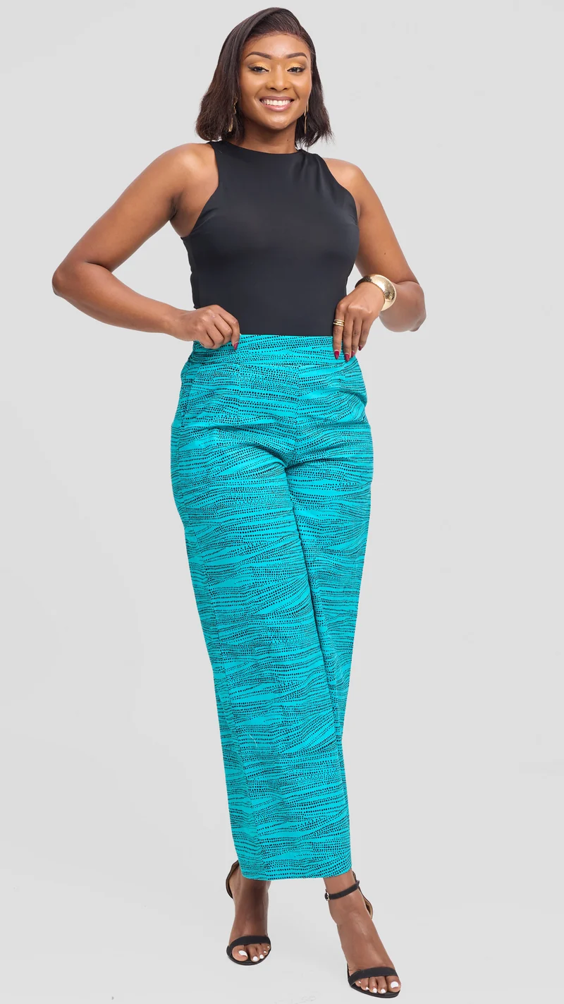 Vivo Elastic Waist Wide Leg Pants in Kitenge - Jicho Print