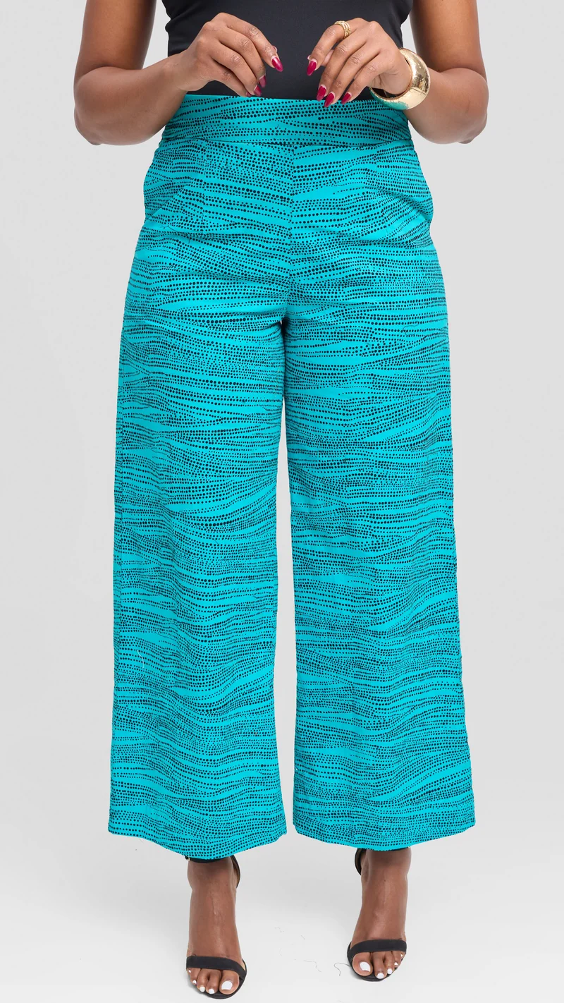 Vivo Elastic Waist Wide Leg Pants in Kitenge - Jicho Print