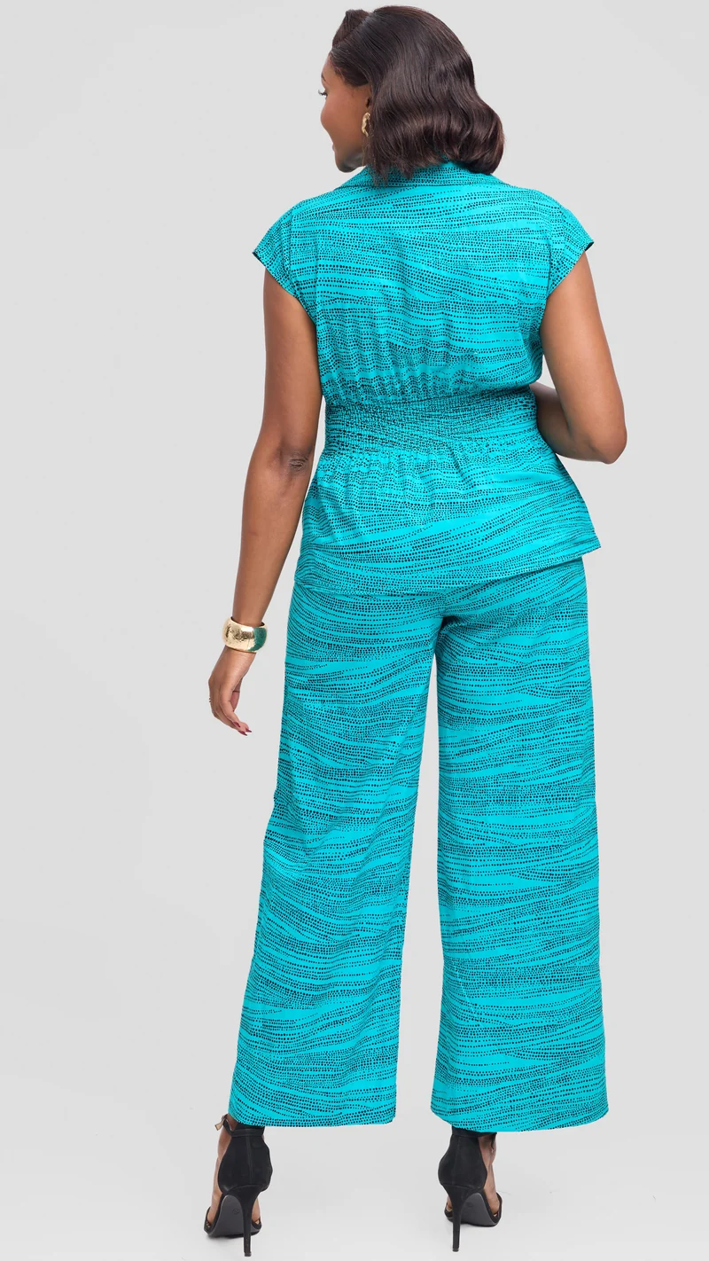 Vivo Elastic Waist Wide Leg Pants in Kitenge - Jicho Print
