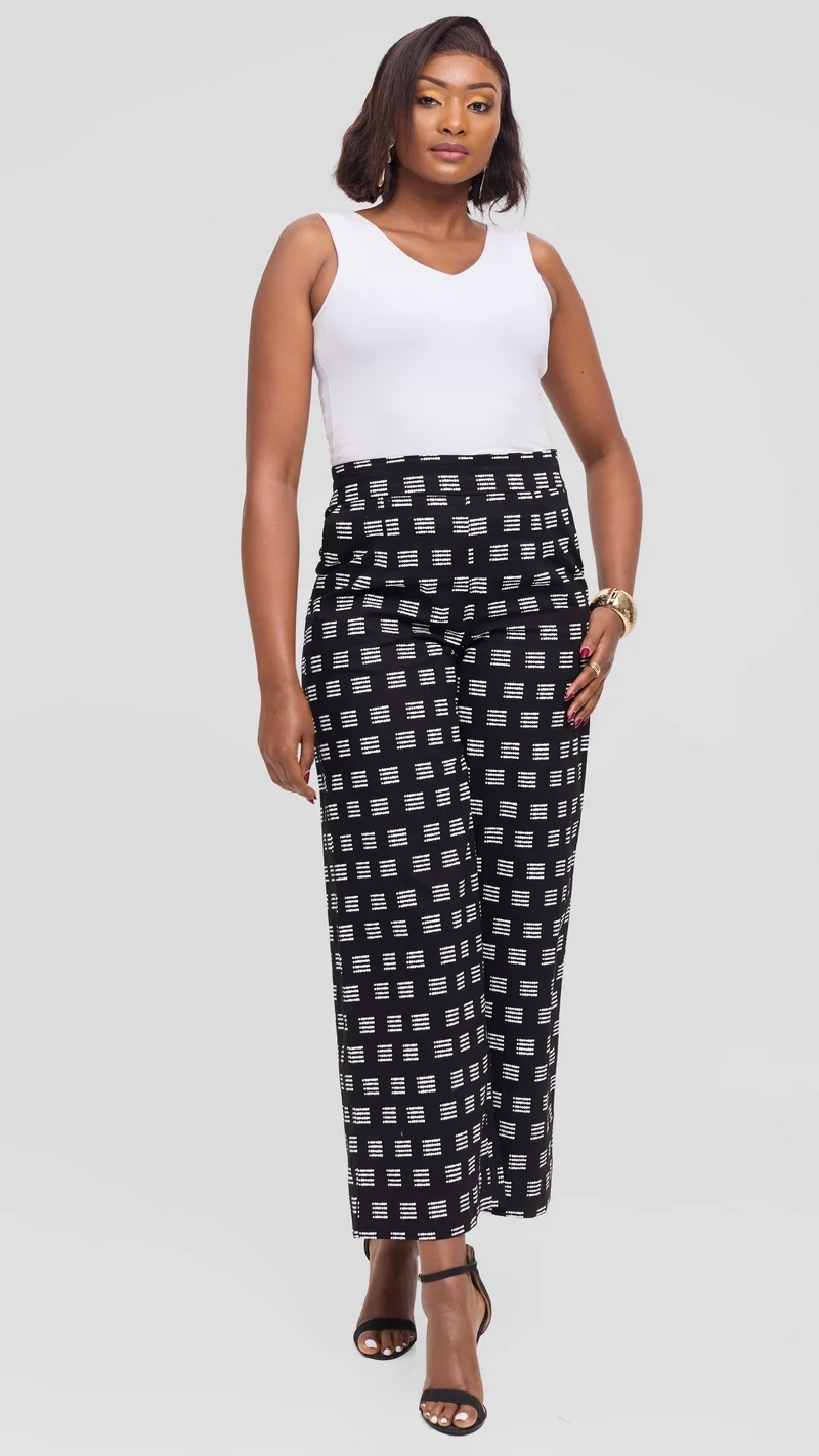 Vivo Elastic Waist Wide Leg Pants in Kitenge - Nyika Print