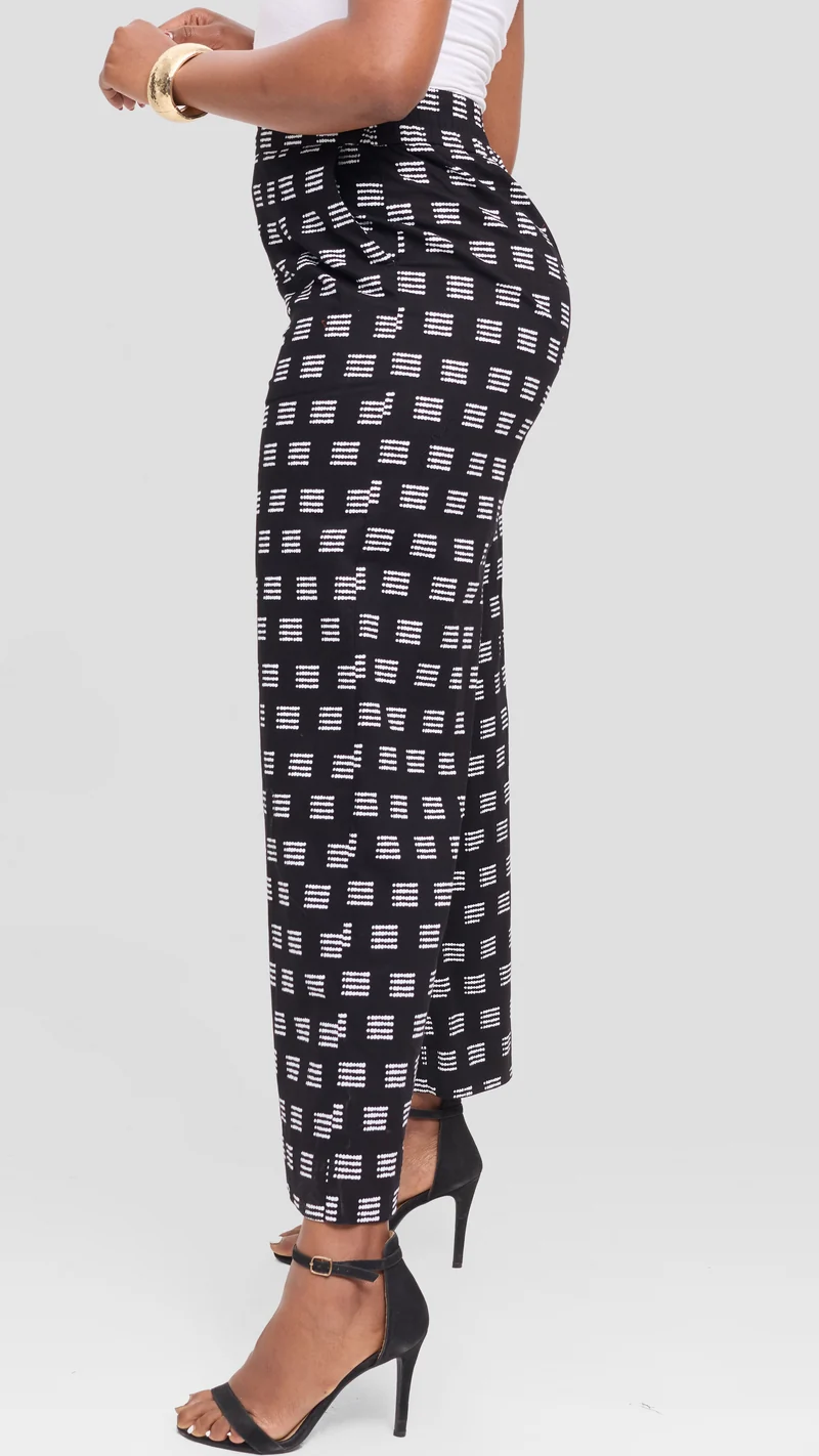 Vivo Elastic Waist Wide Leg Pants in Kitenge - Nyika Print