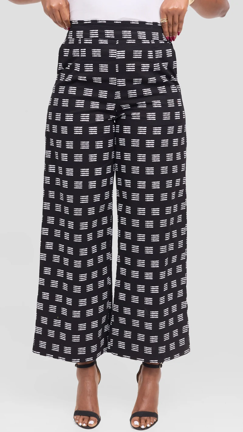 Vivo Elastic Waist Wide Leg Pants in Kitenge - Nyika Print