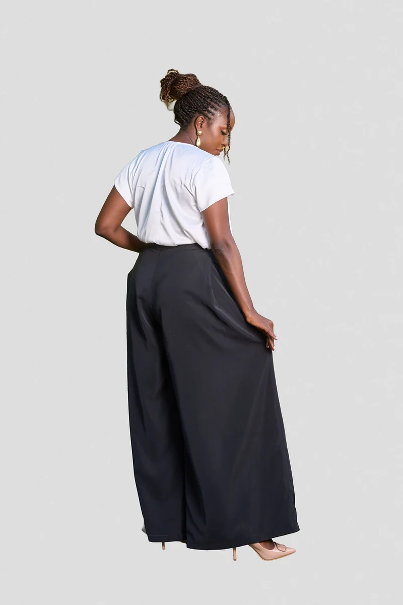 Kakiba Collections Marie Black Palazzo Pants & Laura Silk Blouse - White