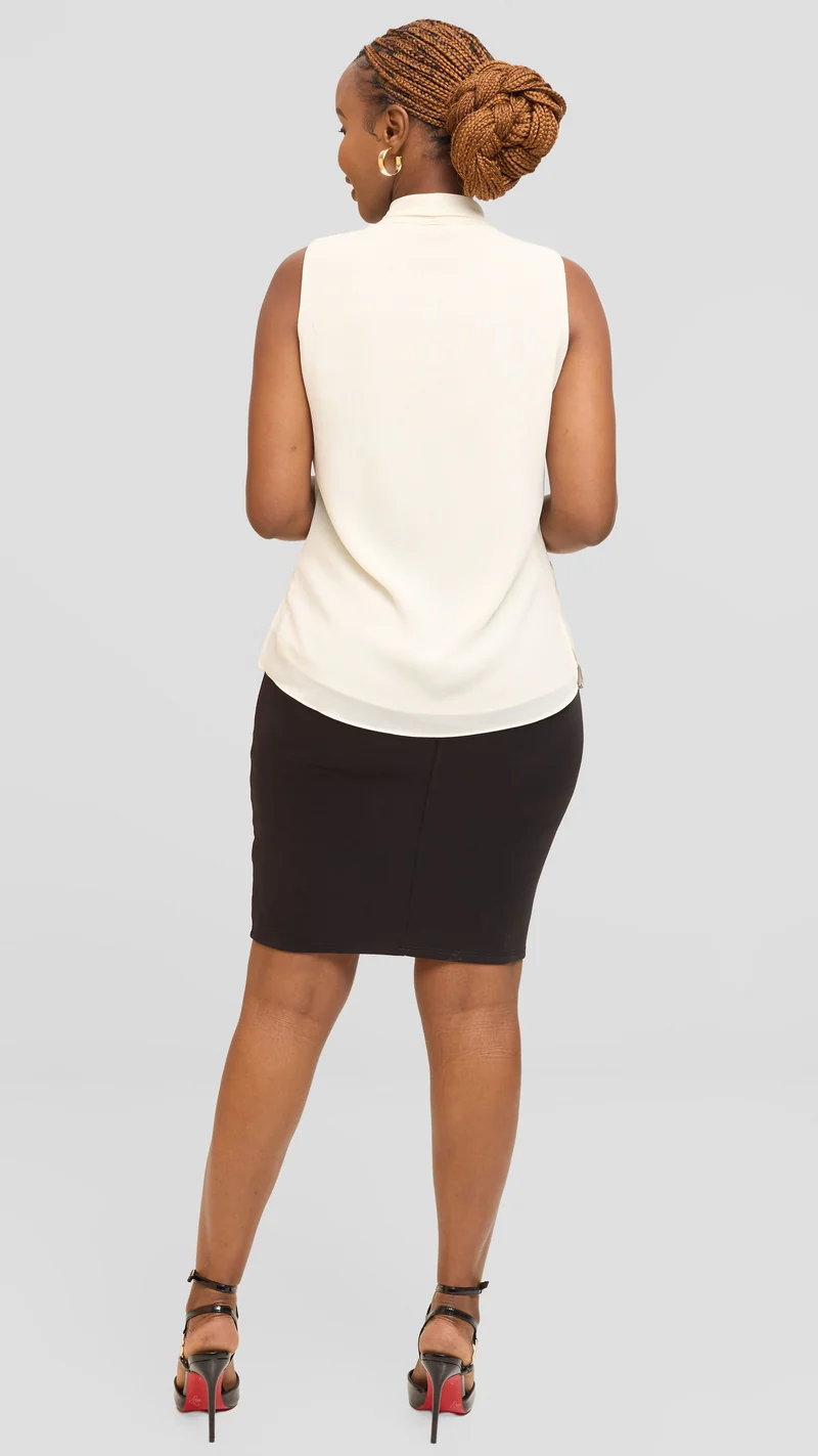 Vivo Niari Sleeveless Top in Chiffon - Off White