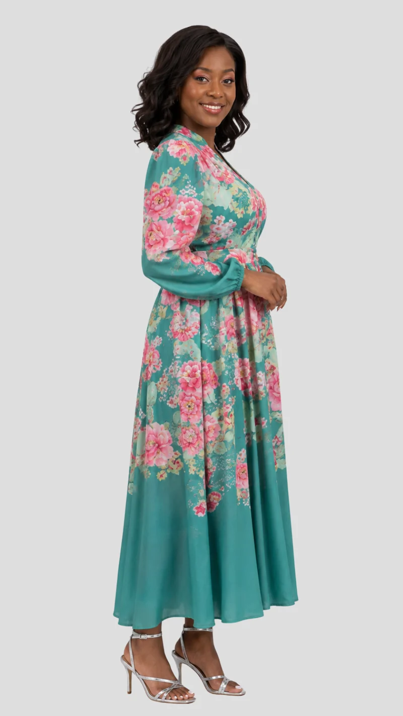 The Fashion Frenzy Seraphine Floral Maxi Dress - Green