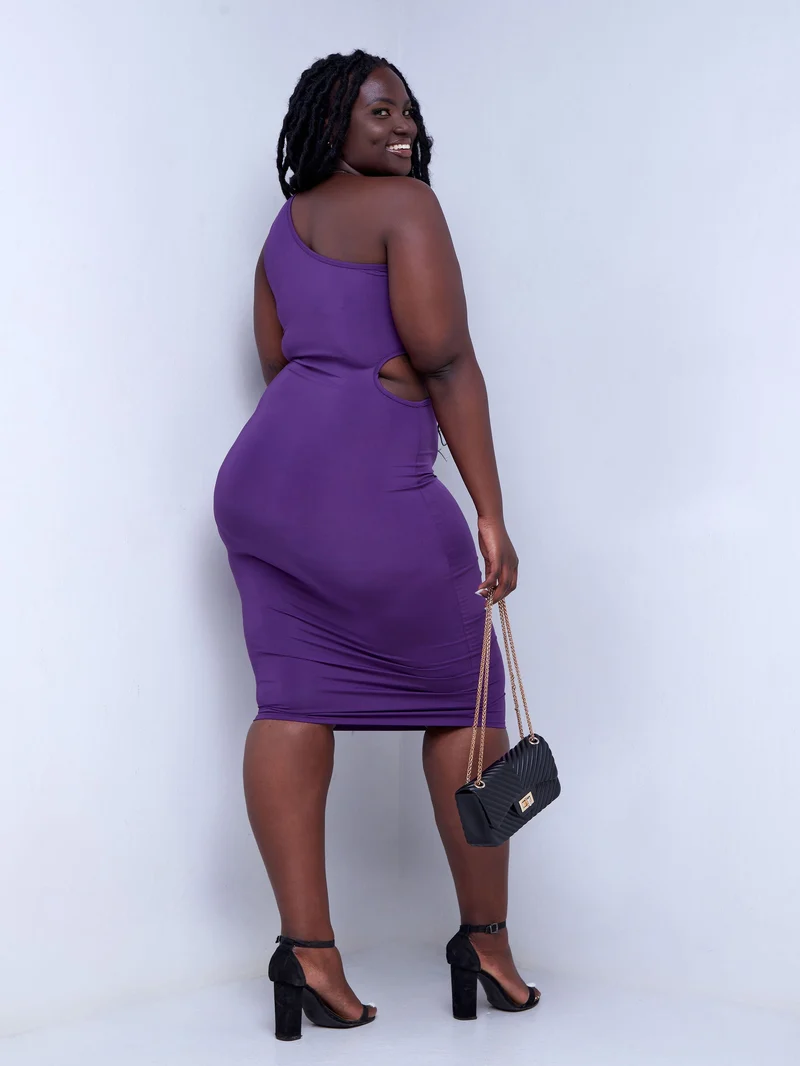 Zoya Party Sleeveless Side Cut Midi Dress - Purple
