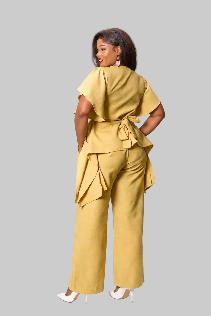 Silk House Collection Kyomi Pant Set - Butter Yellow