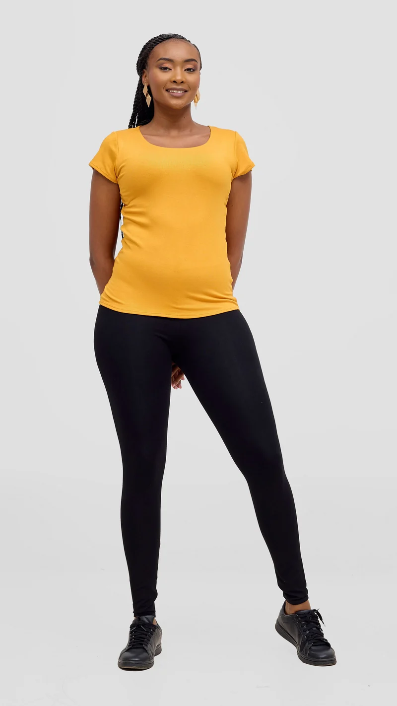 Vivo Everyday Cap Sleeve Top in Jersey - Mustard